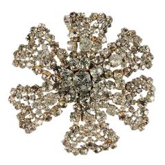 Alberta Ferretti NEW Large Gold Metal Rhinestone Snowflake Evening Charm Brooch