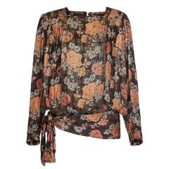 1920s Rose Print Lame Blouse 7