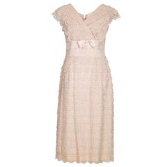 1950s Pale Pink Lace Tiered Dress 6