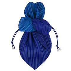 ISSEY MIYAKE "Pleats Please" Royal Blue Pleated Drawstring Clutch Handbag Purse 5