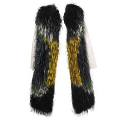 FENDI Multi Colored Fox Fur and Cashmere Coat