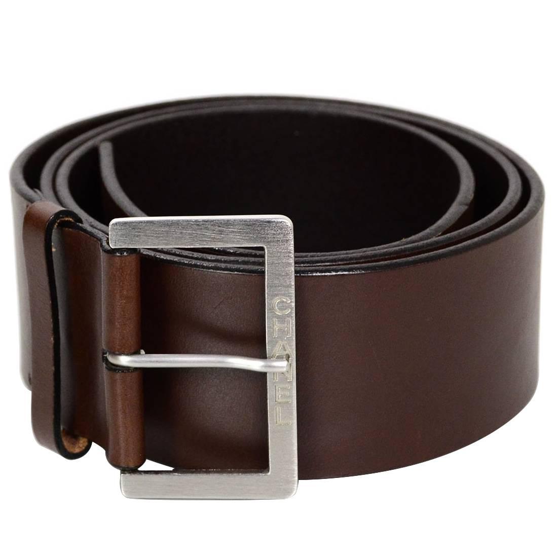 Chanel Brown Leather Belt sz EU95