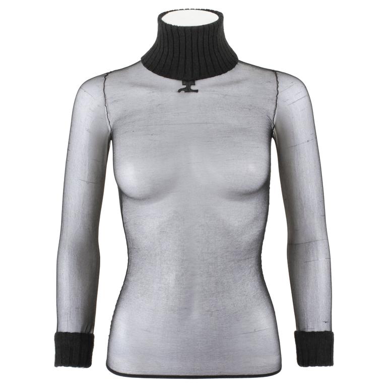 sheer turtleneck blouse