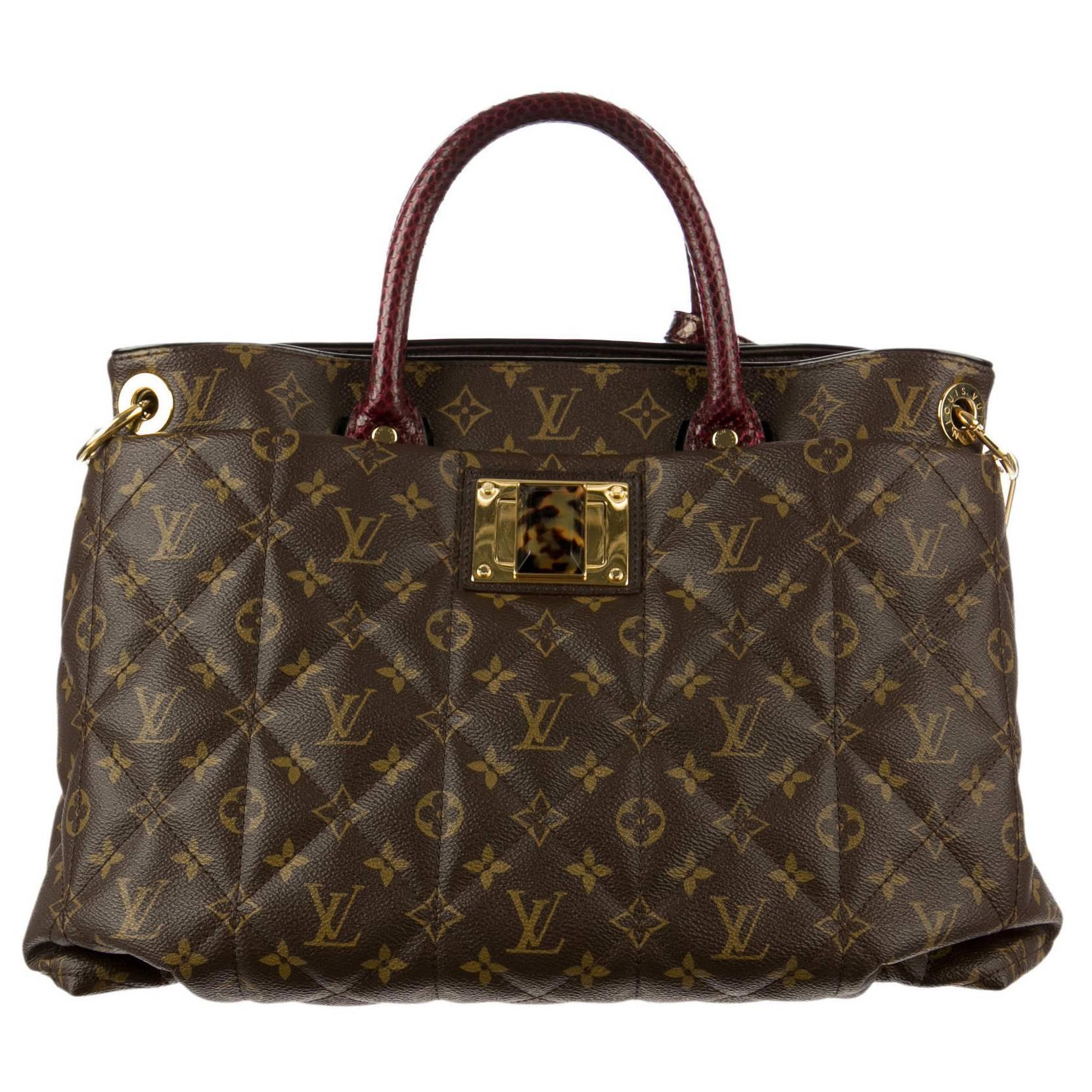 Louis Vuitton Rare Ltd. Edition Monogram Snake Ostrich Travel Shoulder Tote Bag