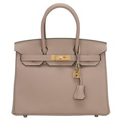 Hermes Gris Tourterelle Togo Birkin 30cm Gold Hardware
