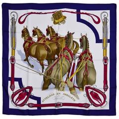 Classic Hermes Silk Attelage en Arabalete Scarf