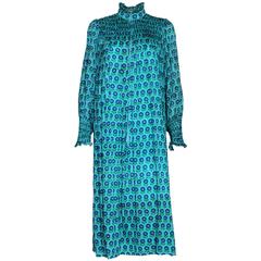 Retro 1970s Harrods Silk Smock Dress