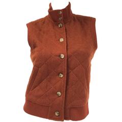 Vintage Loro Piana Cashmere Diamond Quilted Vest with Ribbed Trim
