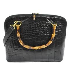 Gucci Black Crocodile Satchel Crossbody Bag