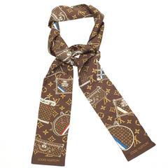 Louis Vuitton Monogram Brown Trunks Silk Square Scarf Louis