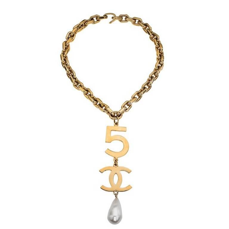 Chanel 5 CC Long Drop Necklace