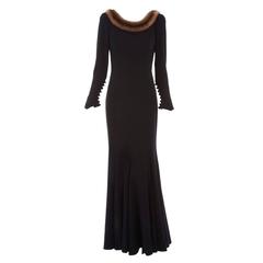 Rena Lange Black Wool Crepe Dress, Circa 1981