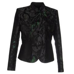 Tom Ford NEW Black Green Jacquard Leather Evening Cocktail Dinner Blazer Jacket