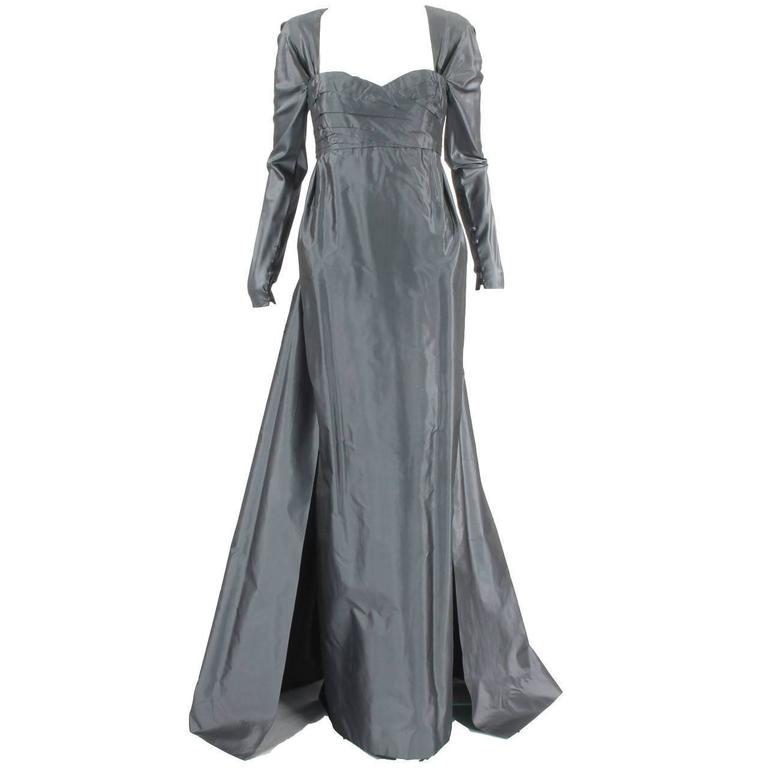 Dior haute couture gray silk dress, 1988, offered by William Vintage