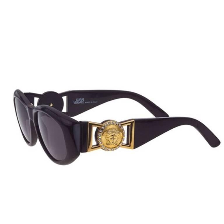 Versace Vintage Black MOD 424 Sunglasses with Rhinestones 