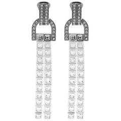 Lanvin NEW Silver Swarovski Crystal Dangle Drop Long Evening Earrings in Box 11