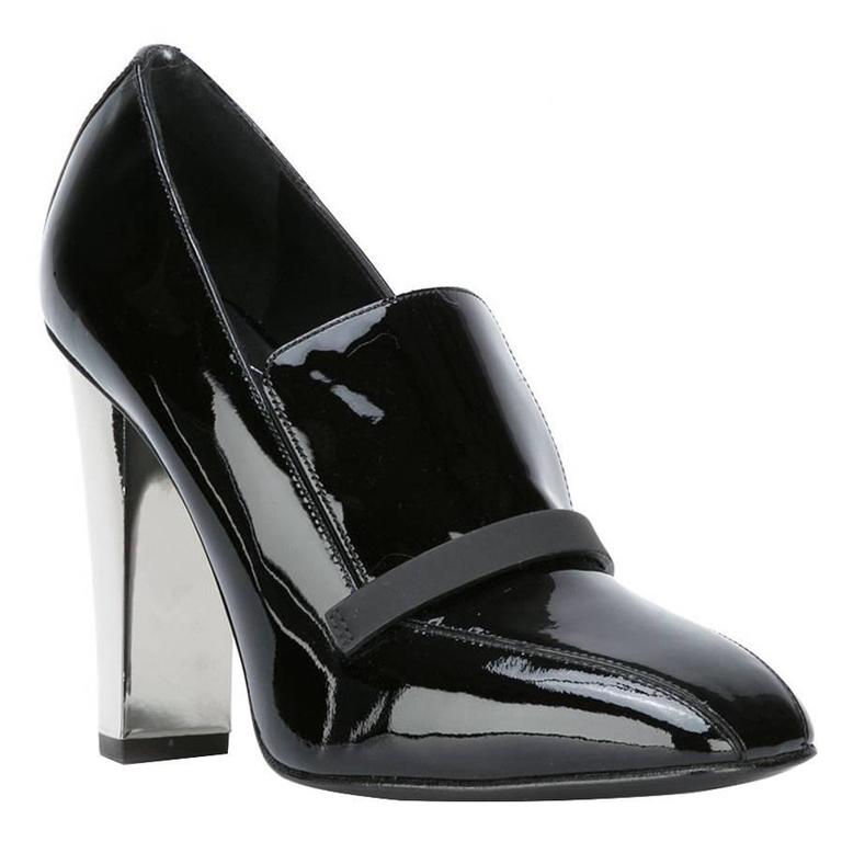 Giuseppe Zanotti NEW and SOLD OUT Black Patent Silver Heels Loafers ...