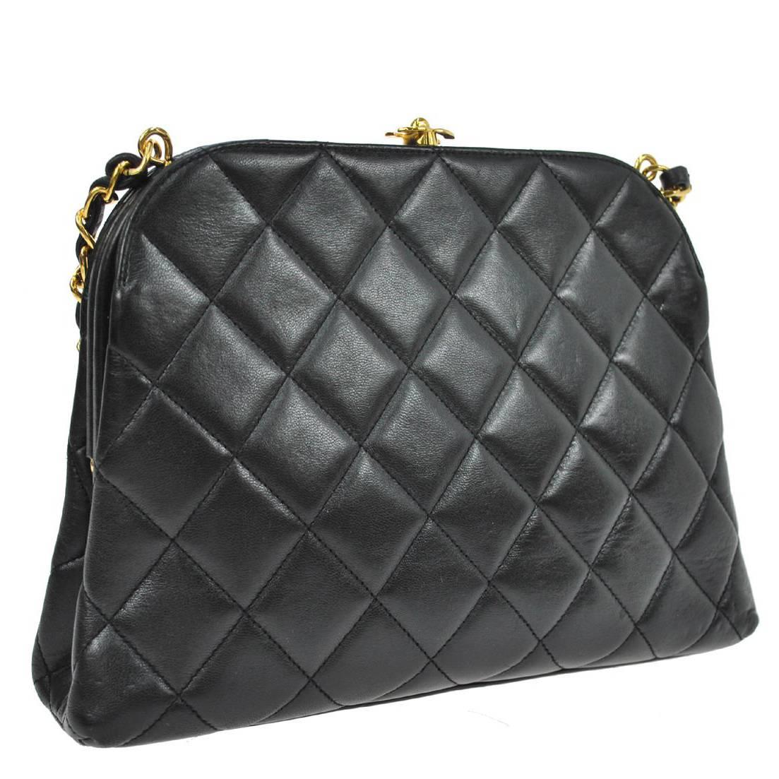 Chanel Vintage Caviar Leather Kisslock Evening Bag