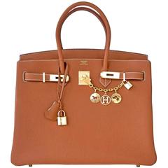 Hermes Gold Togo 35cm Birkin Camel Tan Gold Hardware Iconic X Stamp