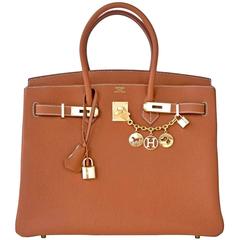 Hermes Gold Togo 35cm Birkin Camel Tan Gold Hardware Iconic X Stamp