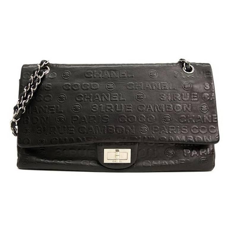 Chanel Black Lambskin Unlimited Maxi Jumbo Reissue Double Flap Shoulder Bag For Sale