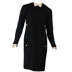 Black Vintage Chanel Long-Sleeve Bow Dress
