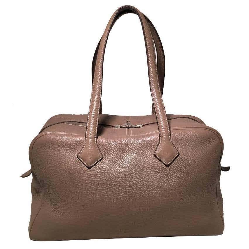 Hermes Grey Clemence Leather Victoria II 35 For Sale at 1stDibs ...