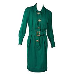 Green Vintage Chanel Pleated Dress