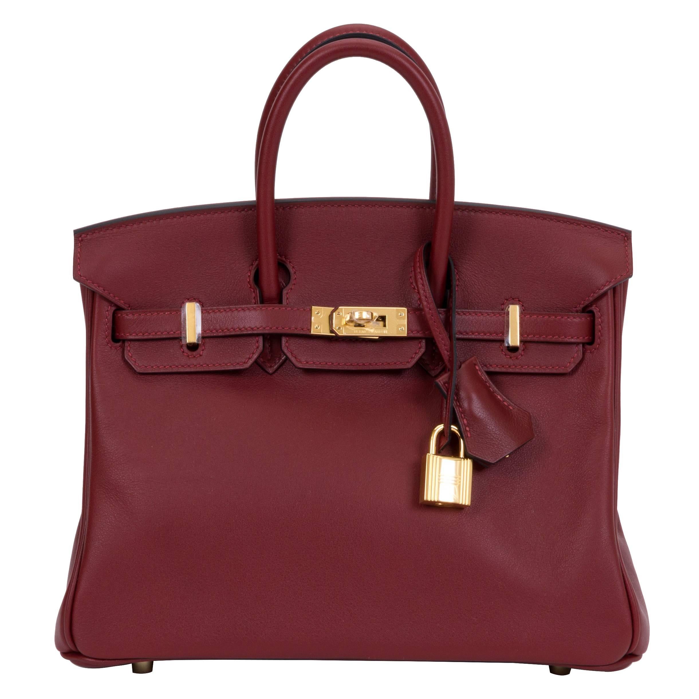 New in Box Hermes Birkin 25 Rare Rouge H Swift Bag