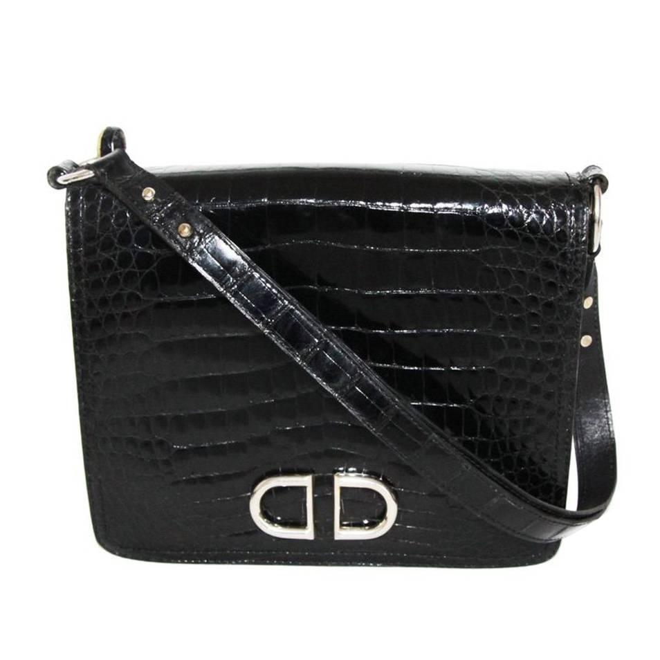 Stunning Delvaux black crocodile bag of the 60s