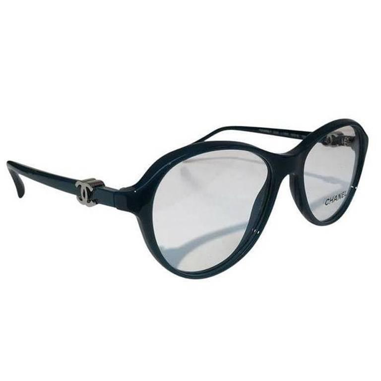 Chanel Pearl Eyeglasses, Black Glitter For Sale at 1stDibs