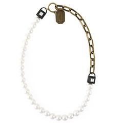 Lanvin NEW & SOLD OUT Mixed Media Link Pearl Evening Necklace in Box