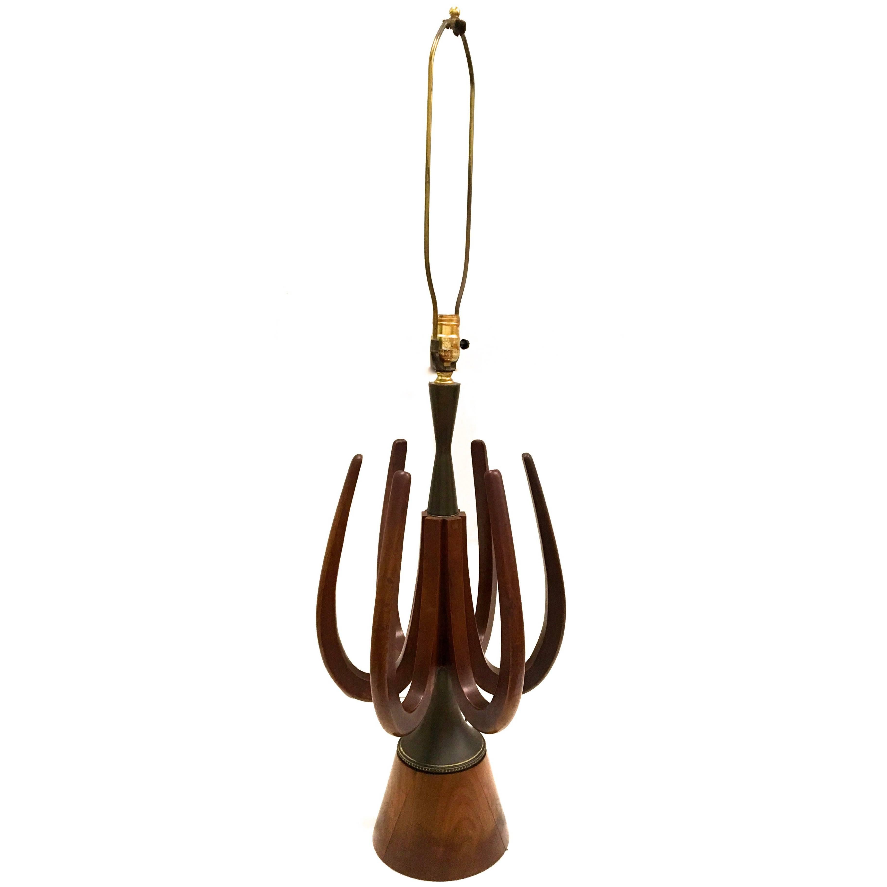 Ornate Mid Century Modern Lamp - Walnut 1960s/1970s  For Sale