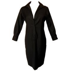 Bottega Veneta Ladies Black Wool Dress Size 42 Shirt Waist Italy 3