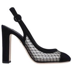 Dolce & Gabbana NEW & SOLD OUT Black Suede Mesh Heels Pumps in Box