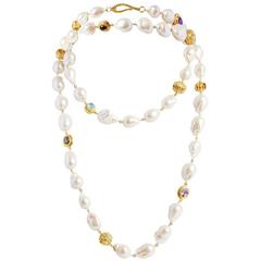 Baroque Pearl  & Gemstone Necklace 