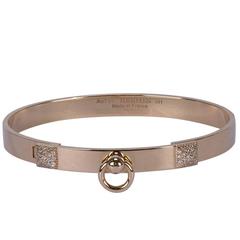 Hermes Bracelet Collier de Chien (CDC) Rose Gold 48 Diamonds PM Size 2016