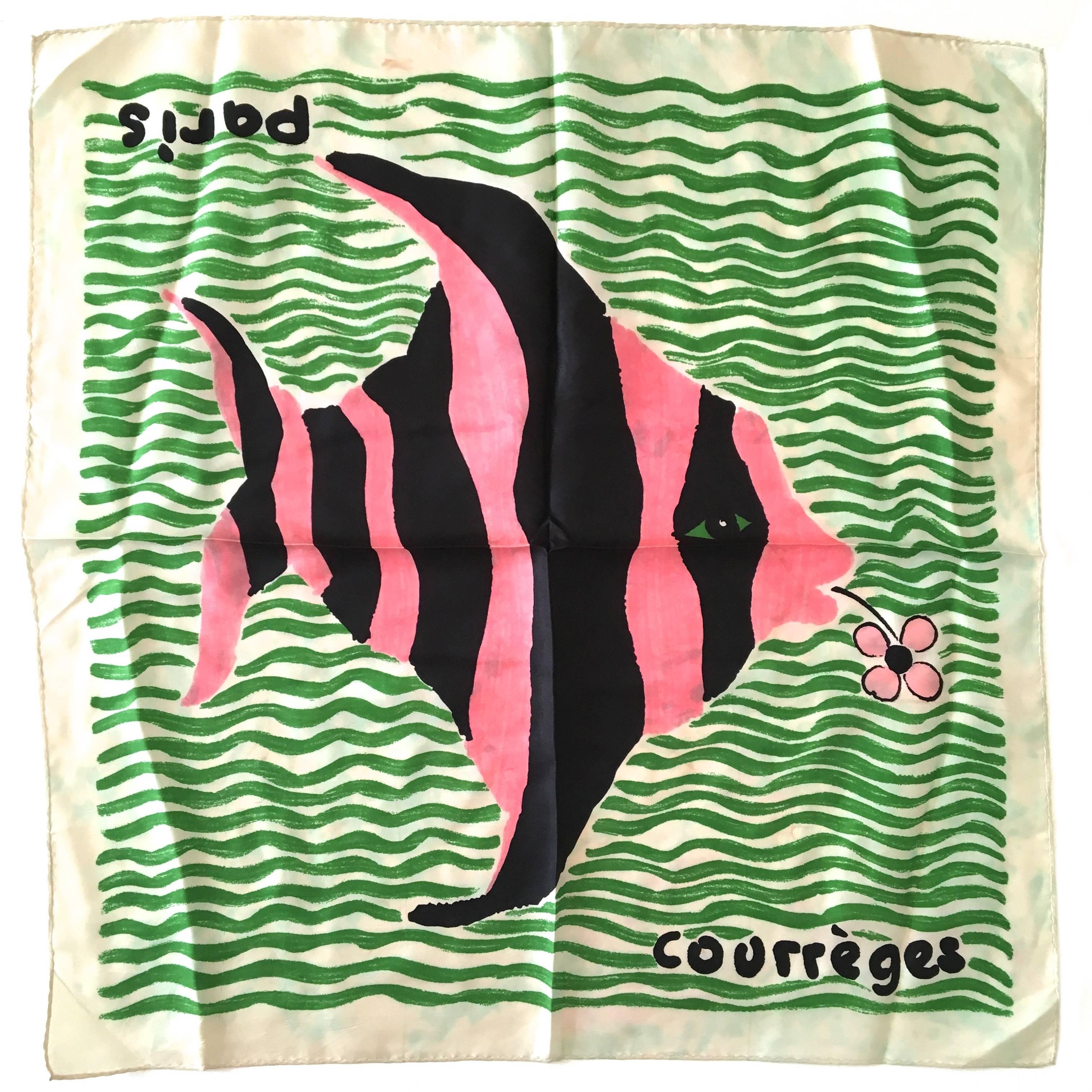 Rare Courreges Scarf - Silk - 1960's at 1stDibs