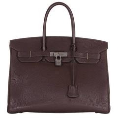 Hermes Chocolate Brown Birkin 35 Bag 10