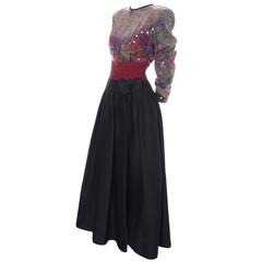Silk Sequins Elizabeth Arden Dress The Salon Vintage Evening Gown Size 12 5
