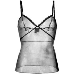 Chanel Black Mesh Spaghetti Strap Camisole Insert sz 42