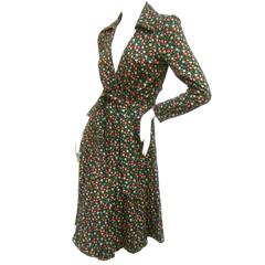 Diane von Furstenberg Iconic Floral Print Italian Wrap Dress c 1970s