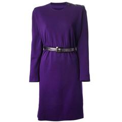 Couture Saint Laurent Purple Wool Dress 2