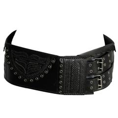 That Heavenly Tom Ford YSL Rive Gauche FW 2001 Huge Black Leather Runway Belt!
