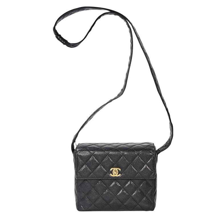 Black Vintage Chanel Quilted Crossbody Bag at 1stDibs