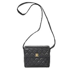 Black Vintage Chanel Quilted Crossbody Bag