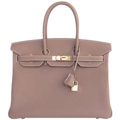 Hermes Etoupe Togo 35cm Birkin Gold Hardware X Stamp Sporty Elegance