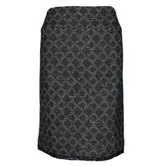 Sparkling Chanel Midnight Blue Fringed Tweed Skirt with Sequins