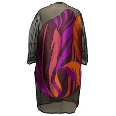 Akris Silk-Blend Black Floral Print Coat 3