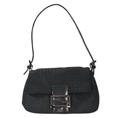 Black Fendi Zucca Baguette Bag